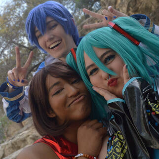 Vocaloids (Miku @jumpingbean.cos, Meiko @arirang0_, Kaito myself) - Photo by @bokukko.cosplay